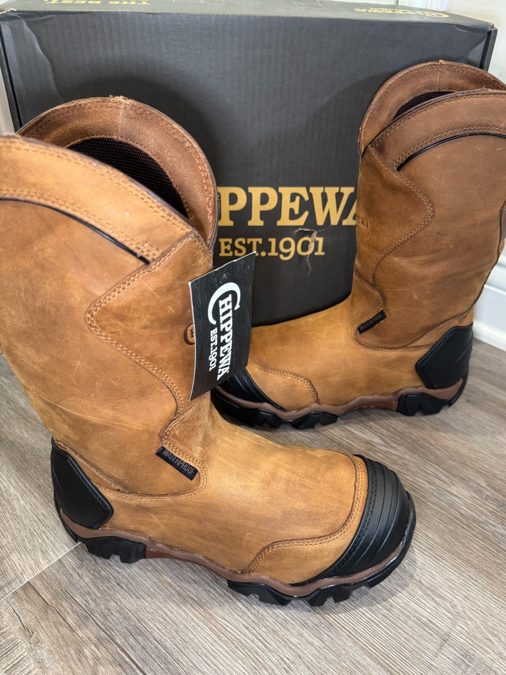 Chippewa Cross Terrain 12” WP Pull On Bourbon Brown Leather Safety Boots